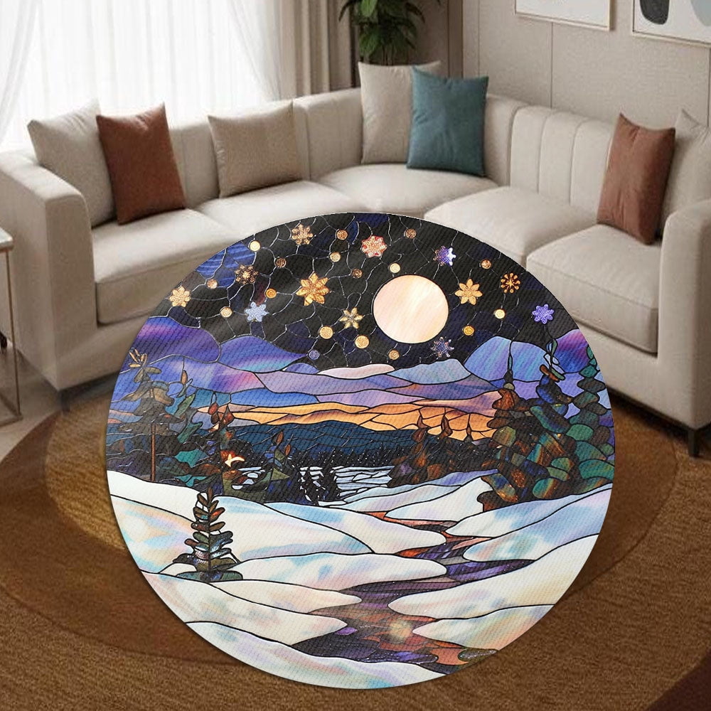 Round Area Rug, Sunset Non-Slip Floor Mat, Soft Washable Carpet for Living Room Bedroom Decor 24 Inch