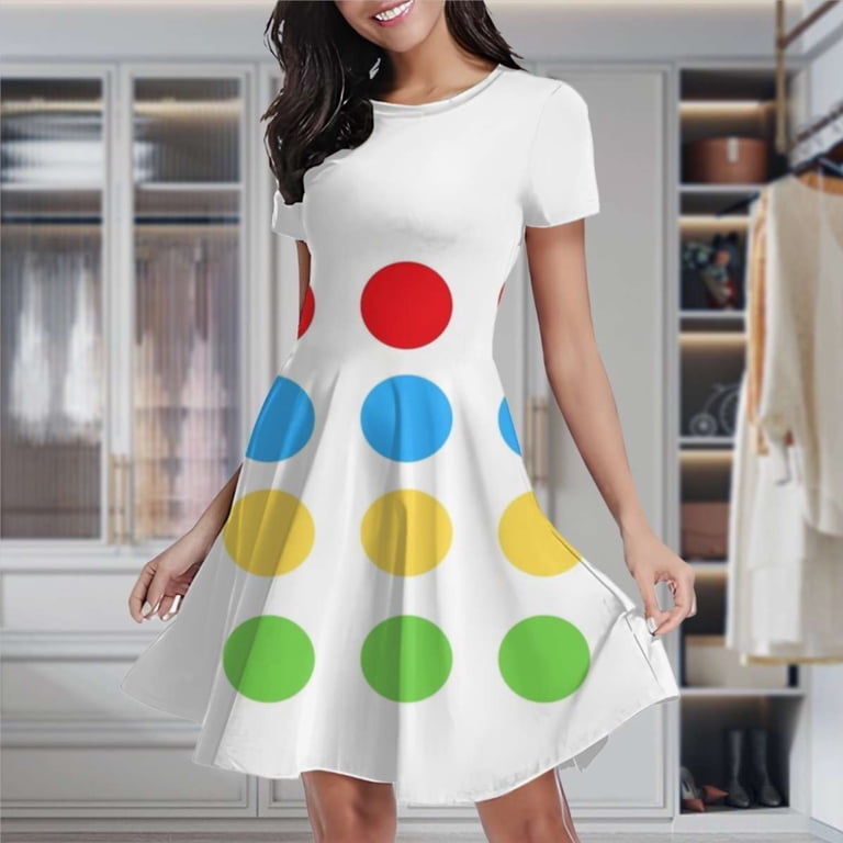 Black Skater Dress Outfits Twister Game Halloween Costume Women's Classic  Swing Skater Dress Casual Work Party