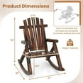 thumbnail image 6 of Spaco Outdoor Adirondack Rocking Chair, Rocking Chair for Adults Solid Wood Porch Rocker, Brown, 6 of 10