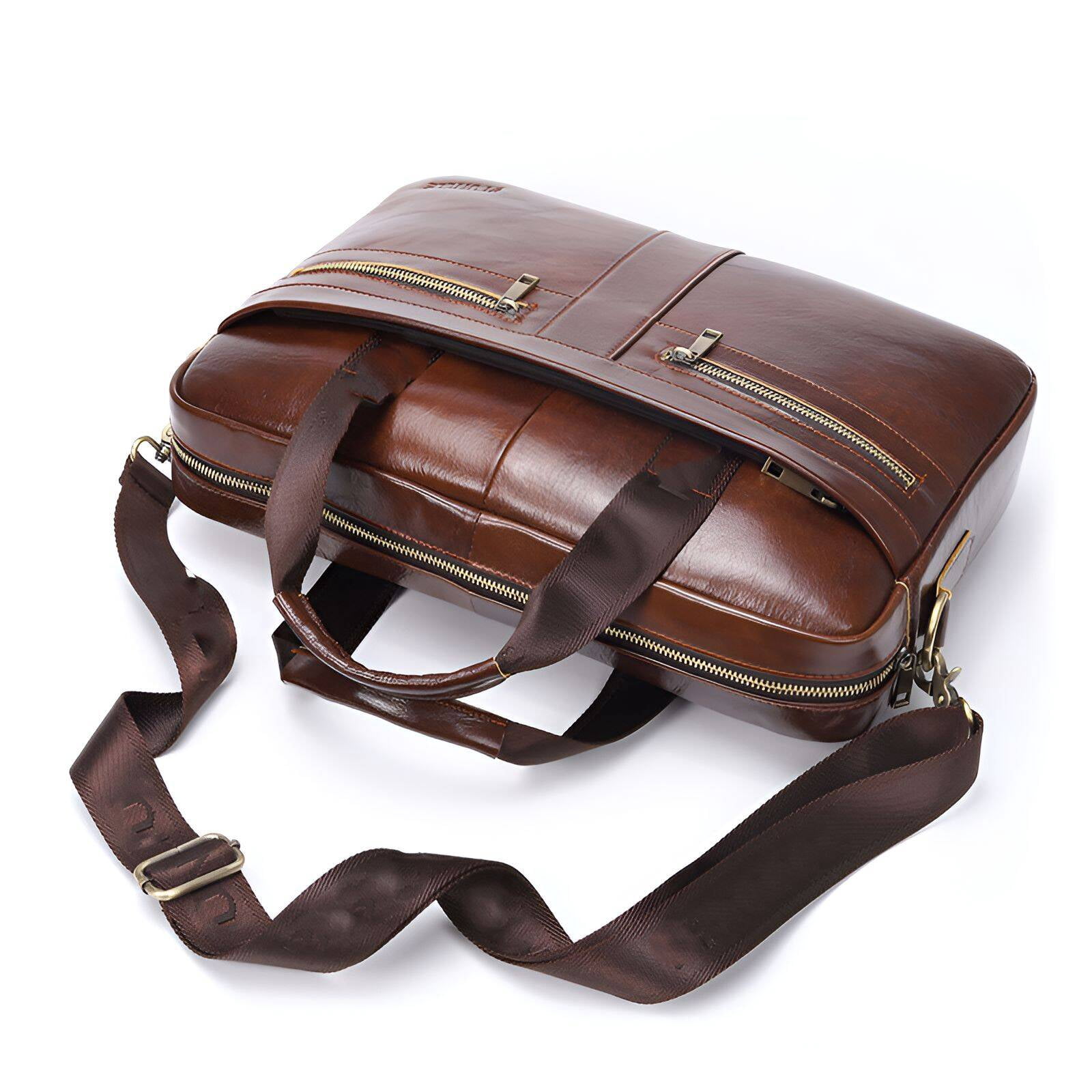 TELOLY Briefcases for Men,High-End Texture Leather Laptop Bag for Men,Three Carrying Options Leather Briefcase for Men,Black
