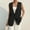 Black, variant on Womens Casual Vest Sleeveless Blazer Button Front Jacket Office Fully Lined V Neck Long Blazers with Pockets