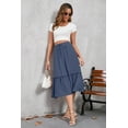 thumbnail image 2 of HOWCOME Women's Skirts - Elastic Waist Pleated A Line Skirt Dress with Pockets Dressy Casual Boho Skirt Grayish Blue, XL, 2 of 6