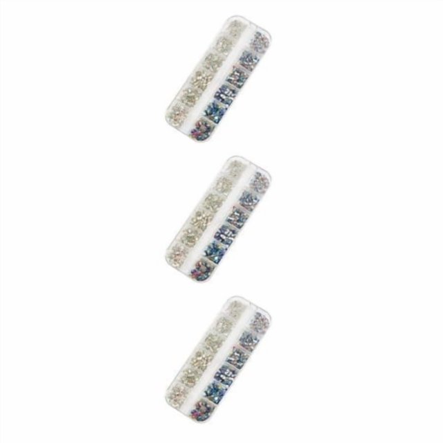 Shengyu 1 Bag Glass Crystal Eye-catching Easy to Paste Nail Rhinestones DIY Handcraft Different Styles Sweet Gift for Mobile Phone Type 1 WhiteAB and Mixed AB 3PCS
