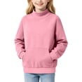 thumbnail image 2 of LUGOGNE Girls Sweatshirt Mock Neck Warm Pullover Sweatshirt with Pockets Solid Long Sleeve Cozy Fall Winter Casual Pullover Tops Pink,130, 2 of 8