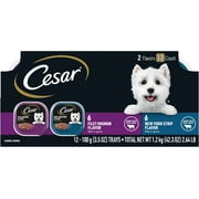 CESAR Adult Soft Wet Dog Food Filets in Gravy Variety Pack, Filet Mignon and New York Strip Flavors, 3.5 oz. - 12 Trays (1-Pack)