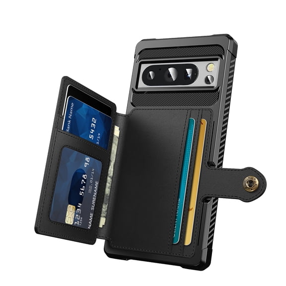 Feishell for Google Pixel 8 Pro Wallet Case, with ID&Credit Card Holder Slots Pockets Wallet Back Cover Stand Flip Folio Leather Magnetic Absorption Cover For Google Pixel 8 Pro,
Black