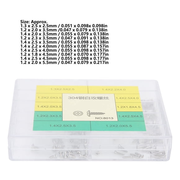 Assortment Small Screws,10 Sizes Self‑Tapping Screw Self Tapping Screw Watch Repair Tapping Screw Exceptional Craftsmanship
