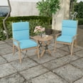 thumbnail image 2 of Jordan Manufacturing 44" x 22" Celosia Ice Blue Crosshatch Rectangular Outdoor Chair Cushion with Ties and Hanger Loop, 2 of 14