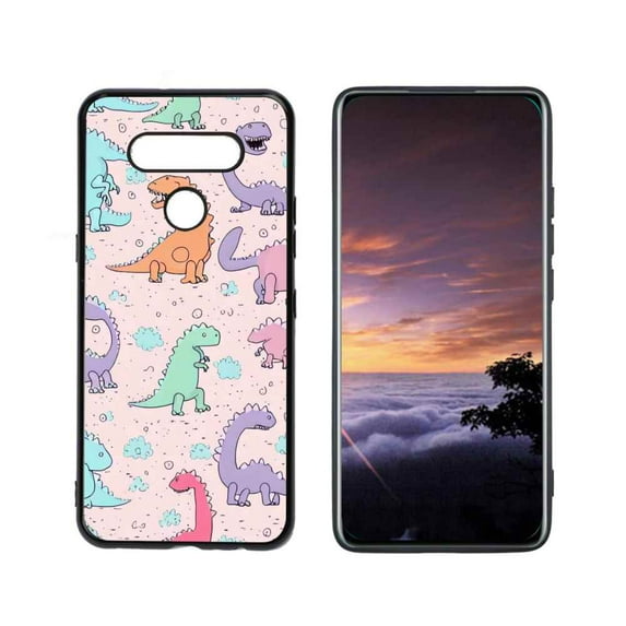 Compatible with LG K51 Phone Case, Cute-Dinosaur-T-Rex-Dino9 Case Men Women, Flexible Silicone Shockproof Case for LG K51