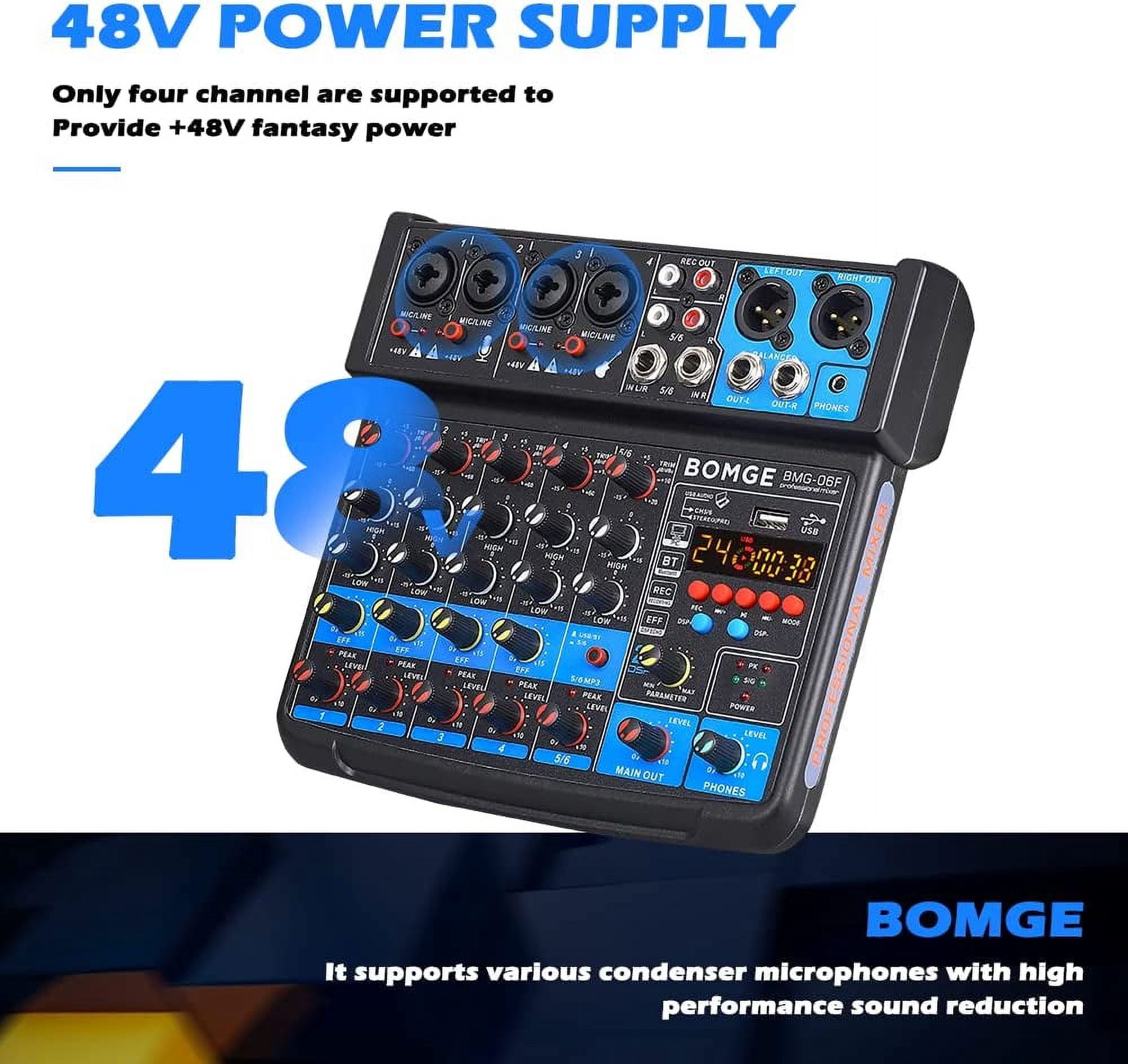 Durable Plastic Audio Sound Mixer Y, 6 -Channel, 9.9"