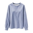 thumbnail image 3 of AKOEE Striped Sweatshirts for Women Crewneck Baggy Pullover Long Sleeve Tops Casual Loose Fall Winter Sweaters (2XL, Blue), 3 of 8