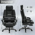 thumbnail image 3 of KCREAM 500Lbs Big and Tall Office Chair,High Back Reclining Office Chair with Footrest Heavy Duty Computer Executive Chair with Lumbar Support Wide Ergonomic Recliner Chairs for Adult,Black, 3 of 16