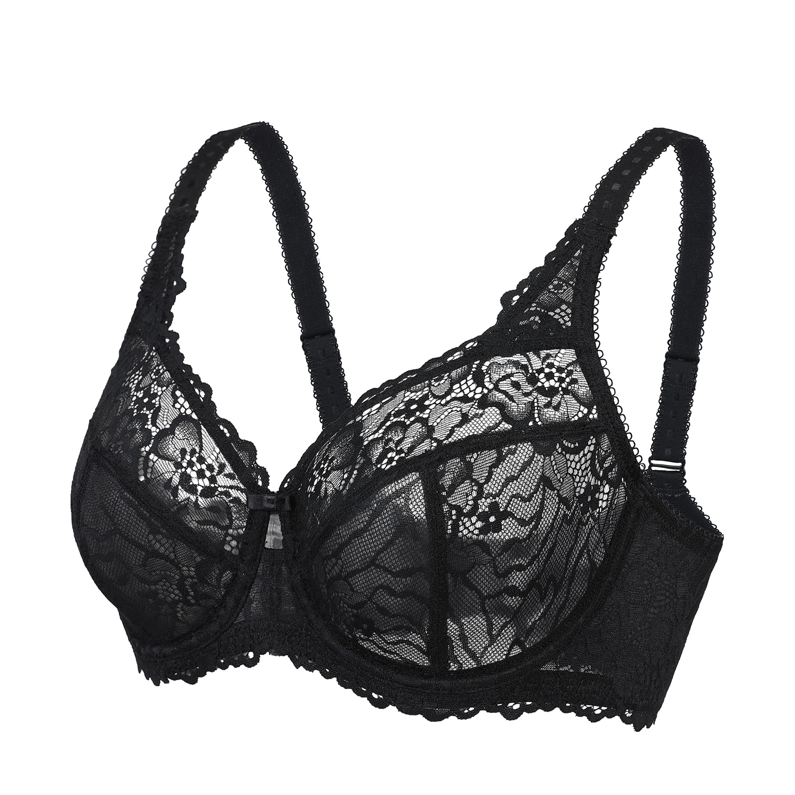 DELIMIRA Women's Plus Size Minimizer Bras Full Coverage Lace Unlined Underwire Bra B-K Cups