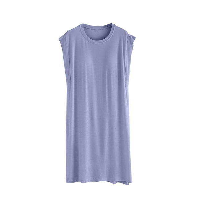 FAIWAD Robe à Manches Cap pour Femme Col Rond Ample Vêtement de Nuit Nuisette Été Grande Taille Chemises de Nuit
