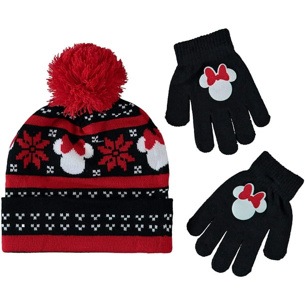Disney Toddler Girls Minnie Mouse Winter Hat and Mitten Set, Age 24