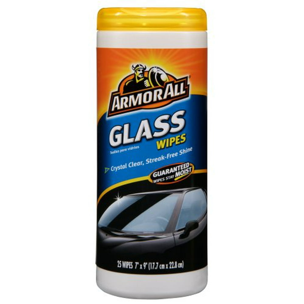 Armor All Glass Cleaner Wipe Plastic Canister 25 Sheets, (Pack of 6