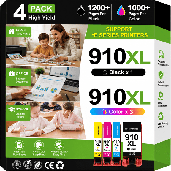 910XL Combo Pack Ink Cartridges Compatible for HP 910 Ink Cartridges for HP 910 Ink for 8025e 8025 8020e 8020 8035e 8028e Printer