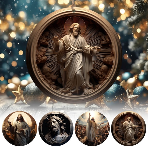 Adorno navideño 2024 • Colgante 3D de bendición de nacimiento • Decoración acrílica para coche • 8cm • Caja de regalo