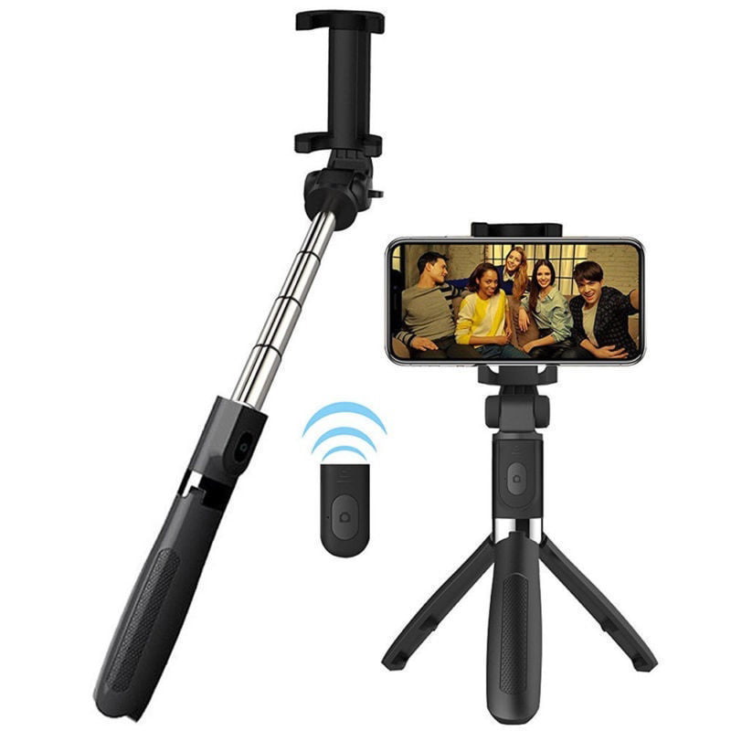 Wireless Portable Bluetooth Control Chargeable Extendable Camera Holder Handheld Monopod Selfie Stick with Ajustable Phone Adapter Phone Holder Frame Multifunctional Autodyne Monopod For Camera and All Mobile Phones Blue