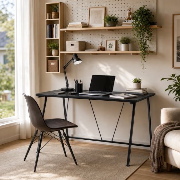 46" Gaming Desk, Modern Ergonomic Computer Desk for Adults, Home Office Desk,Black
