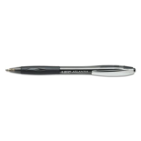 BIC Atlantis Original Retractable Ballpoint Pen, Black Ink, Medium, 1mm, Dozen