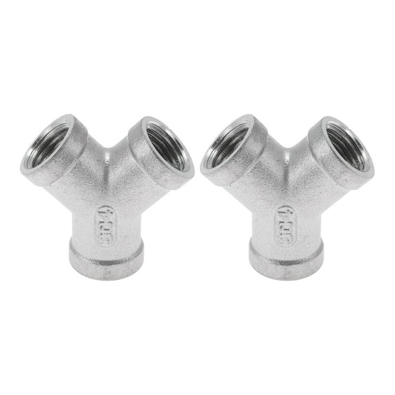 Unique Bargains 304 Stainless Steel Pipe Fittings 1/4"BSPT Female Thread Y Shaped Adapter 2 Pcs