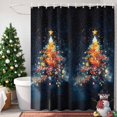 thumbnail image 4 of Shower Curtain 48"W x 72"L Winter Abstract Orange Christmas Tree Stars Snowflake Fabric Shower Curtains Set with Hooks Water Repellent Bathroom Curtains Machine Washable Bathroom Accessories, 4 of 9