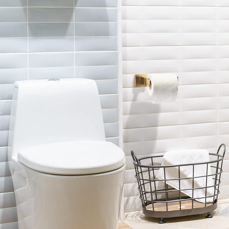HITSLAM Matte Black Toilet Paper Holder Wall Mount Premium 304 Stainless  Steel Square Toilet Paper Roll Holder for Bathroom Rustproof