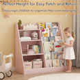 thumbnail image 5 of 4 Tier Kids Bookshelf and Toy Storage Organizer,Multifunctional Wooden Kids Book Shelf with Bookcase Display Stand for Kids Room,Playroom,Pink, 5 of 8