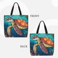 thumbnail image 3 of Disketp Sea Turtle in Coral Canvas Tote Bag,Women Shoulder Bag Crossbody Handbag with Zipper Closure, 3 of 8