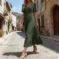thumbnail image 4 of Maxi Dresses for Women 2026, Beach Dresses for Women, Sundresses for Women, Summer Dresses, Casual V Neck Short Sleeve Flowy Tiered A Line Boho Long Dress, 4 of 5
