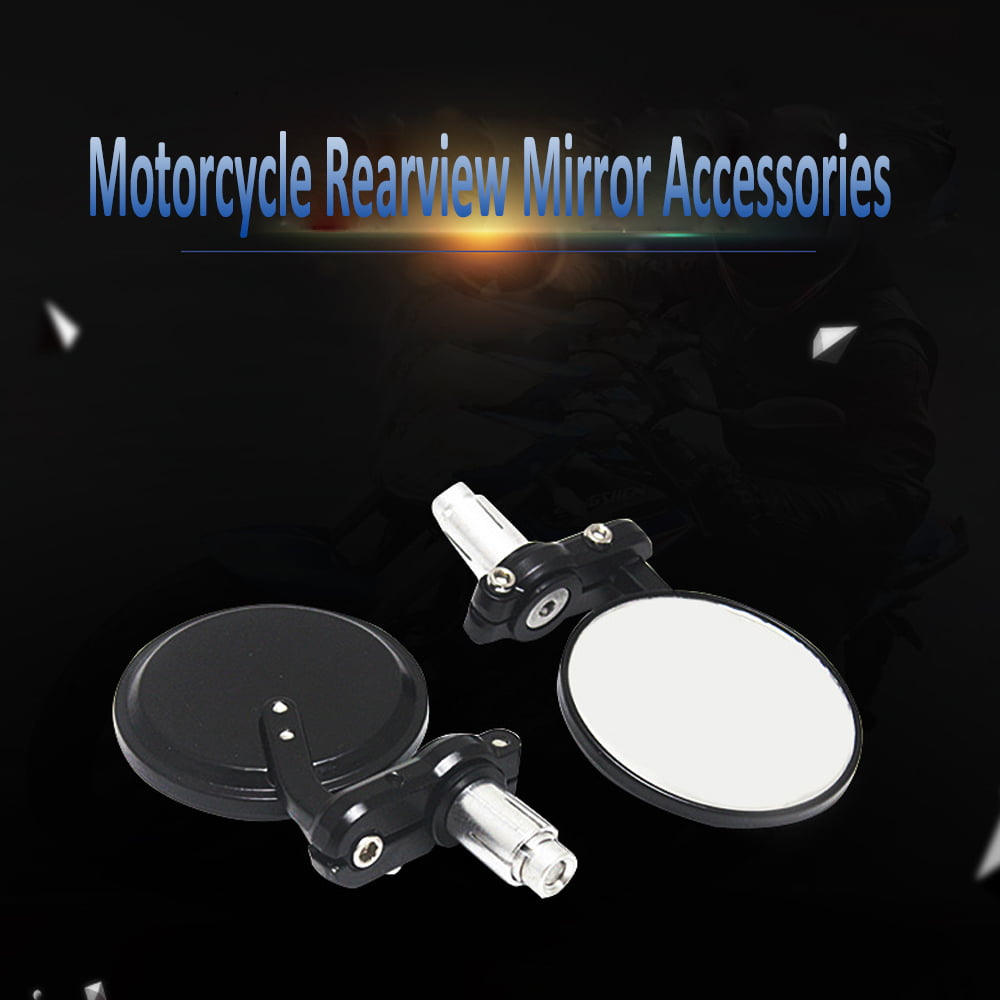 2PCS Motorcycle Round 7/8" Bar End Rearview Side Mirrors For Bobber Cafe Racer