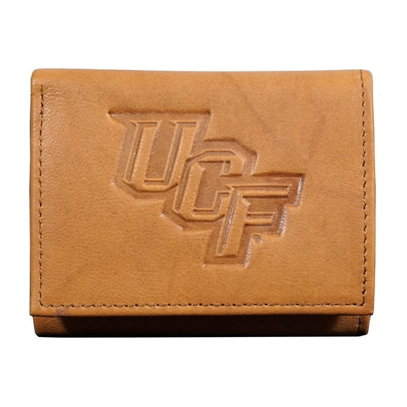 Central Florida Embossed Brown Knights Leather Trifold Wallet