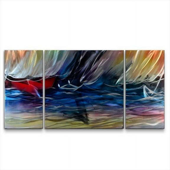 Metal Artscape MA10090 48 X 24 in. Hazy Dream 3-Paneled Handmade Metal Wall Art