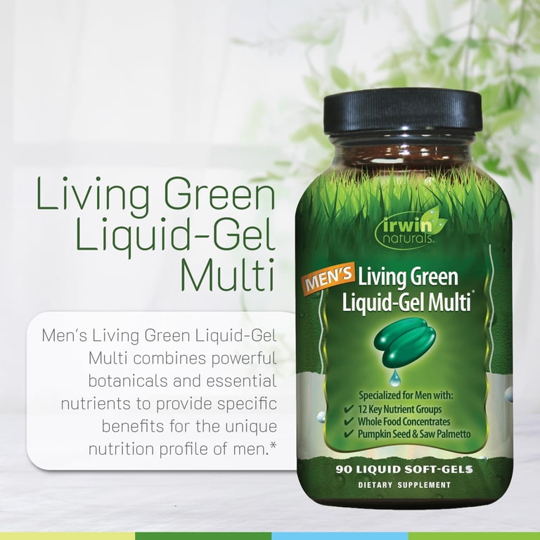 Irwin Naturals Men‚Äôs Living Green Liquid-Gel Multi, 90 Soft-Gels