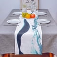 thumbnail image 4 of Chemin de Table en Coton et Lin Long Chemin de Mariage 13x72 Pouces Bleu Ondulation d'Eau Motif Turquoise Foulard de Commode Chemin de Table Décorations Rustiques Lignes de Table, 4 of 8