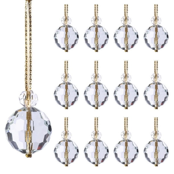 8 Mini Adornos Navideños de Cristal Iridiscentes para Árbol y Boda. Prismas Redondos Atrapasoles con Cadena. Decoración para Árbol de Navidad.