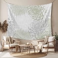 thumbnail image 2 of Sage Green White Large Tapestry for Bedroom Wall Hanging Tapestry, Abstract Grey Chrysanthemum Flower Ceiling Backdrop Tapestries Poster Blanket Wall Decor for Teens Room Living Room Dorm 85" x 90", 2 of 8