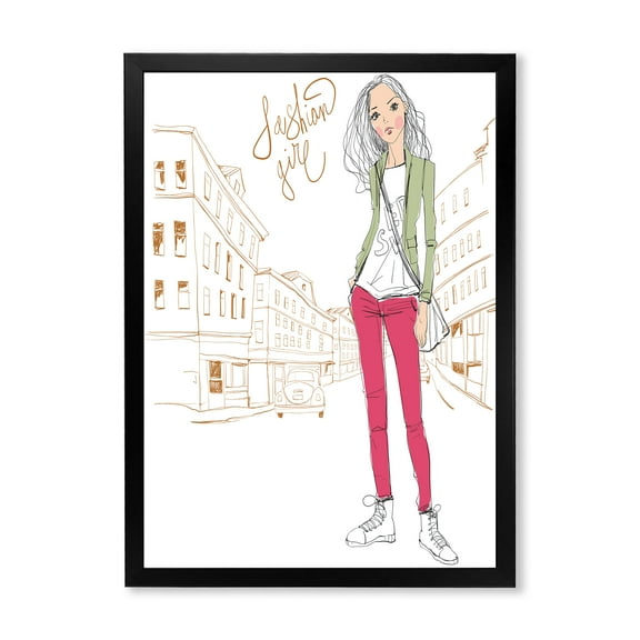 Designart 'Trendy Fashion Woman II' Children's Art Framed Art Print