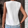 thumbnail image 4 of Women's Boho Embroidered V-Neck Tank Top Sleeveless Tassel Trim Blouse for Summer, 4 of 4