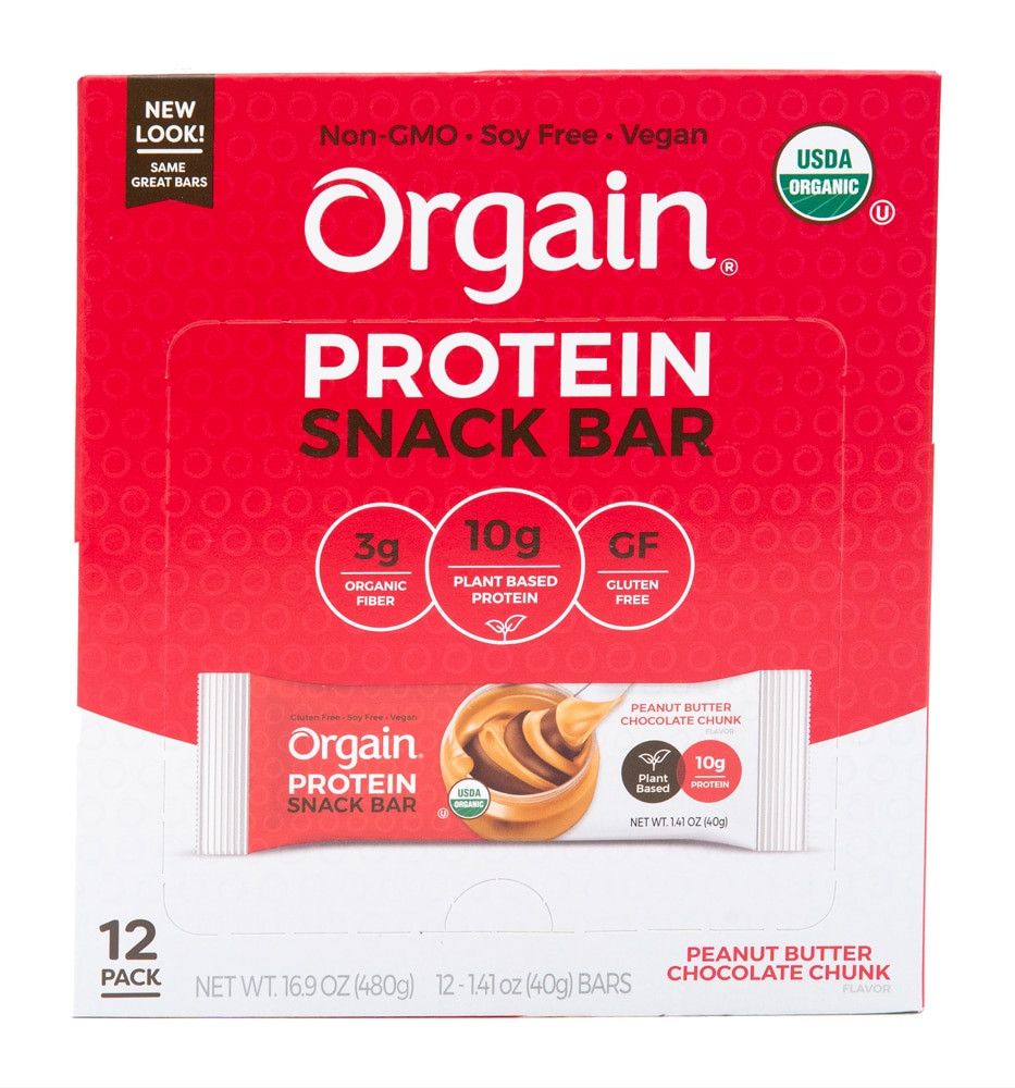 Orgain Organic Protein Bar Peanut Butter Chocolate Chunk 12 Bars