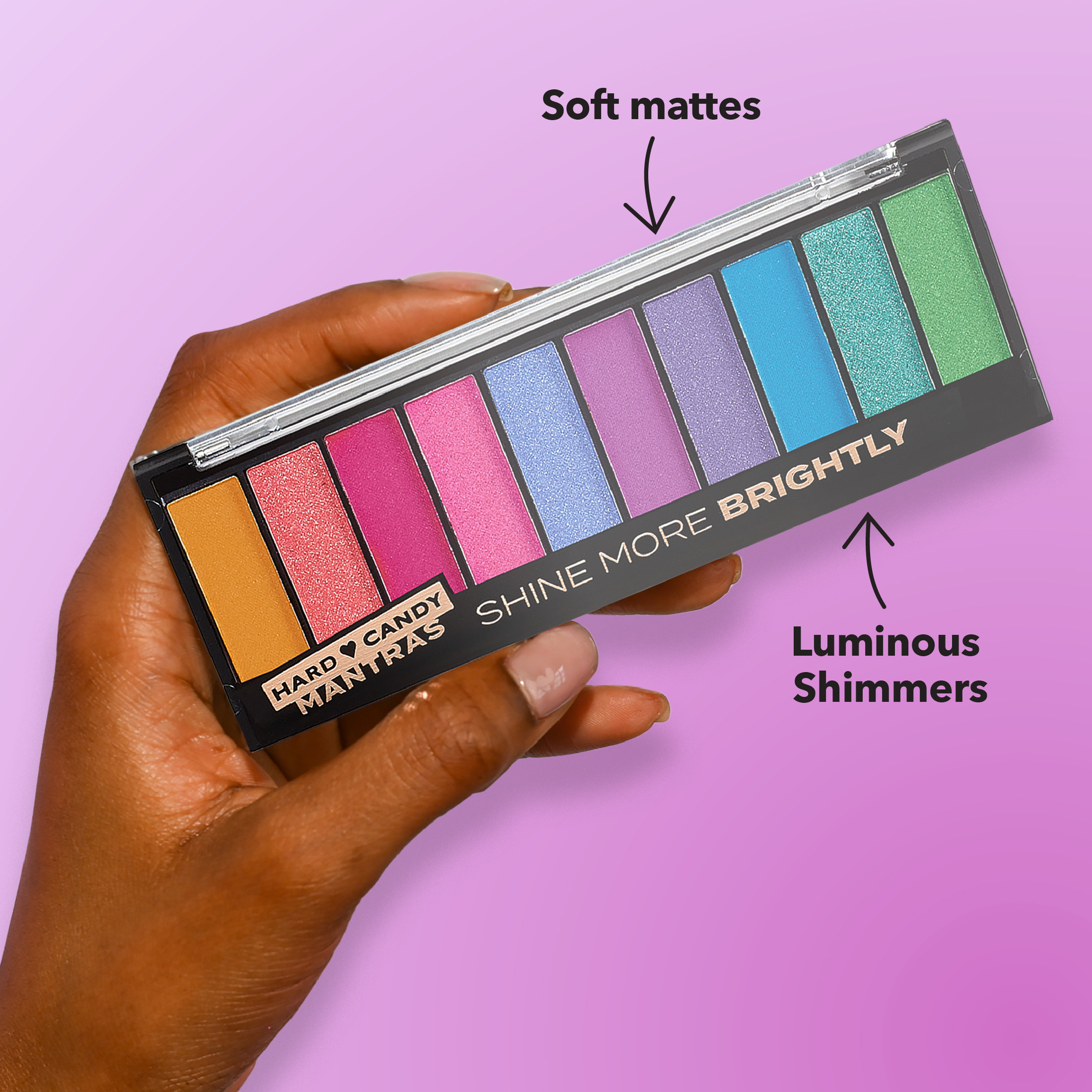 Hard Candy, Top Ten Eyeshadow Palette, 10 Long-Lasting Shades, Vivid Brights, Shine More Brightly, 0.4 oz