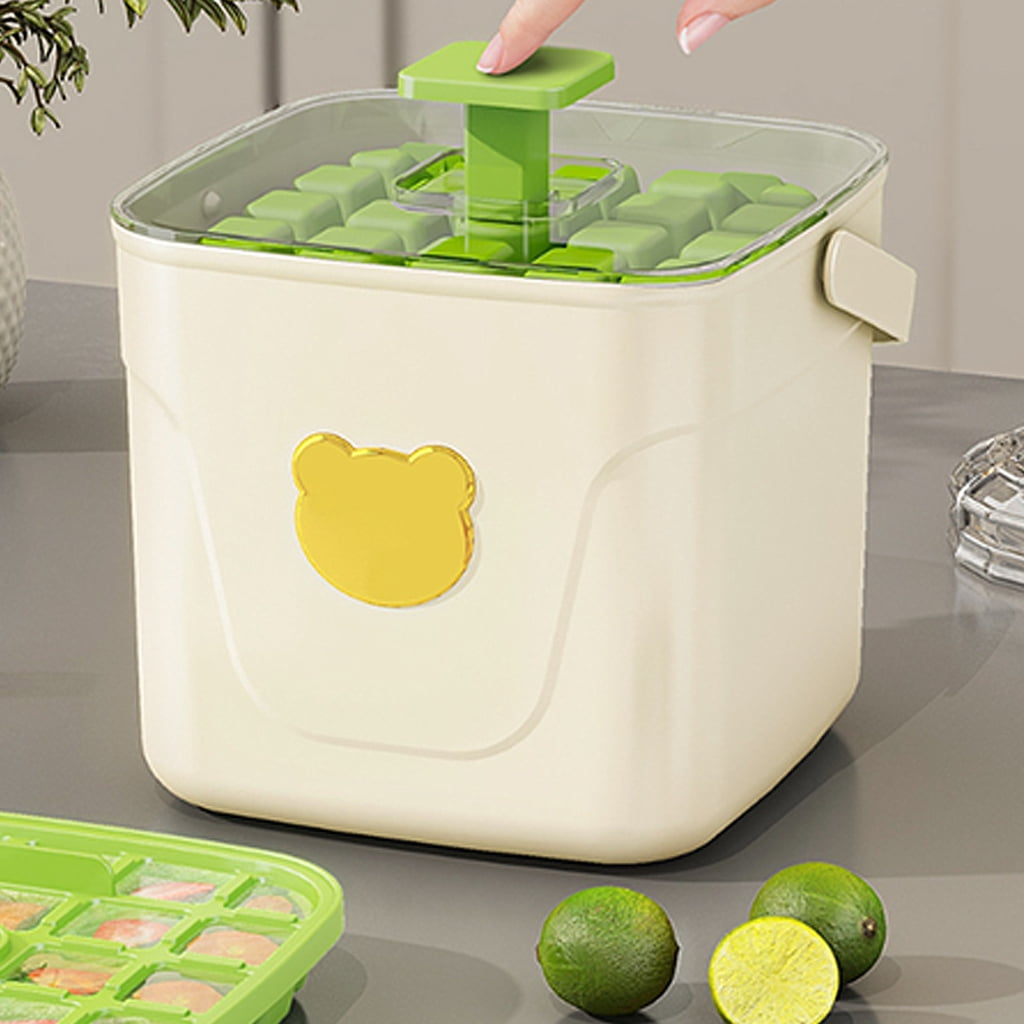 Pressing Ice Cubes Tray Mold Large Capacity Double-layer Ice Storage Container
