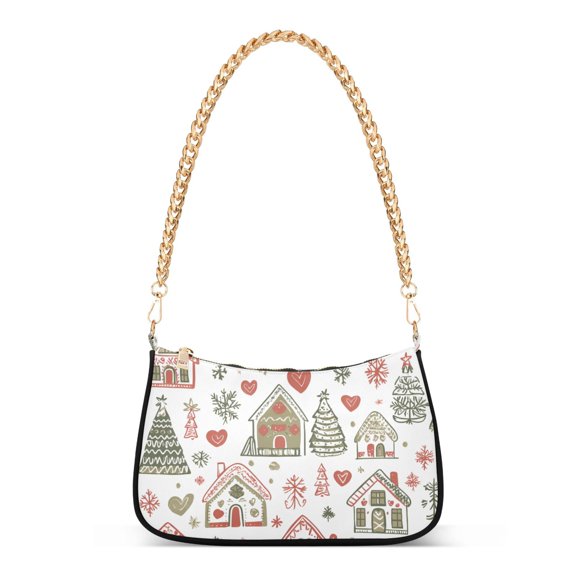FORMRS Womens Shoulder Bag with Chain Strap Clutch Purse Cute Tote Handbag, Nordic Christmas House