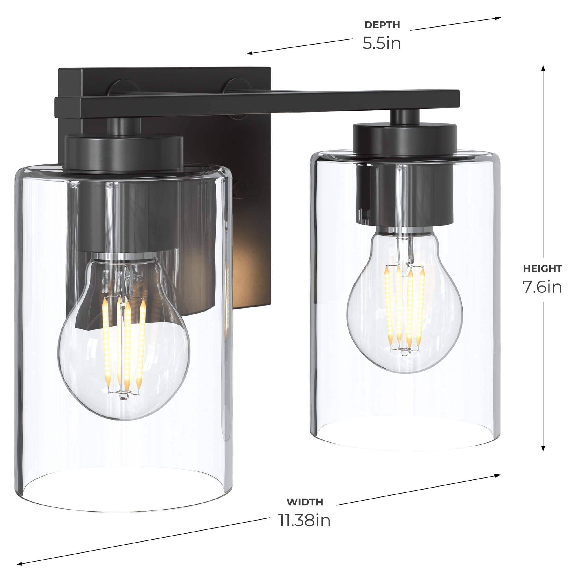 Mainstays 2-Light Vanity Light with Clear Glass Shades