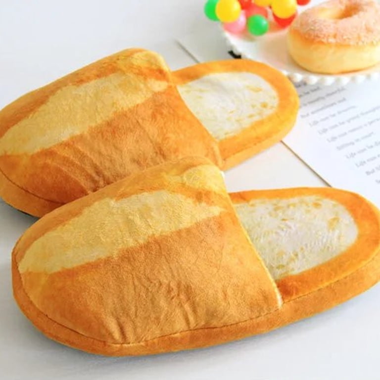 Simulation Bread Novelty Slippers - Warm Plush Heel Cover Slippers For Women, Fun Gift Idea