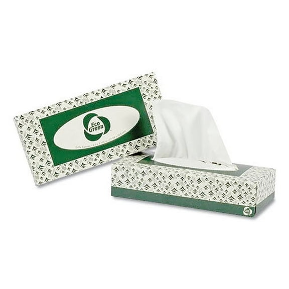 Eco Green Recycled 2-Ply Facial Tissue, White, 150 Sheets/Box, 20 Boxes/Carton, Each