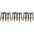 thumbnail image 1 of PJ Wood Classic Saddle Seat 29-Inch Tall Counter Stools, Walnut (Set of 6), 1 of 9
