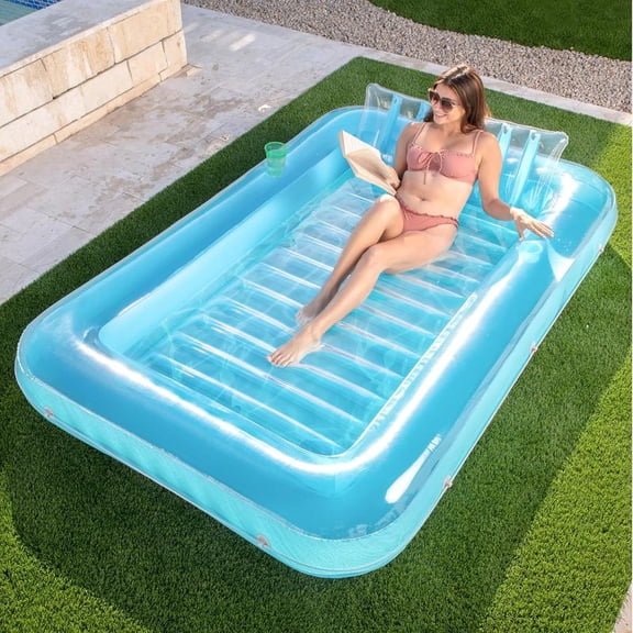 70" x 46" / 85" x 57" Pool Floats Adult with Pillow, 4 in 1 Suntan Tub Raft Floatie,Sunbathing Bed Lounge for Water Blow Up Ball Pit Party Gifts Father's Day Gifts TikTokShopSummerTurnup