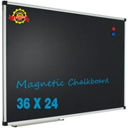 XBoard Magnetic Chalkboard/Blackboard for Wall, 36 x 24 Inches with Aluminum Frame